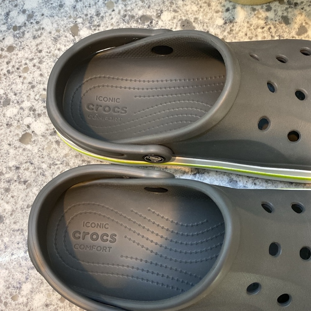 CROCS Gray and Lime Green Classic Clog - Picture 3 of 8